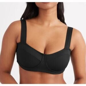 Knix NEW Balcony Cup Bikini Top Black Tie Back Size Large